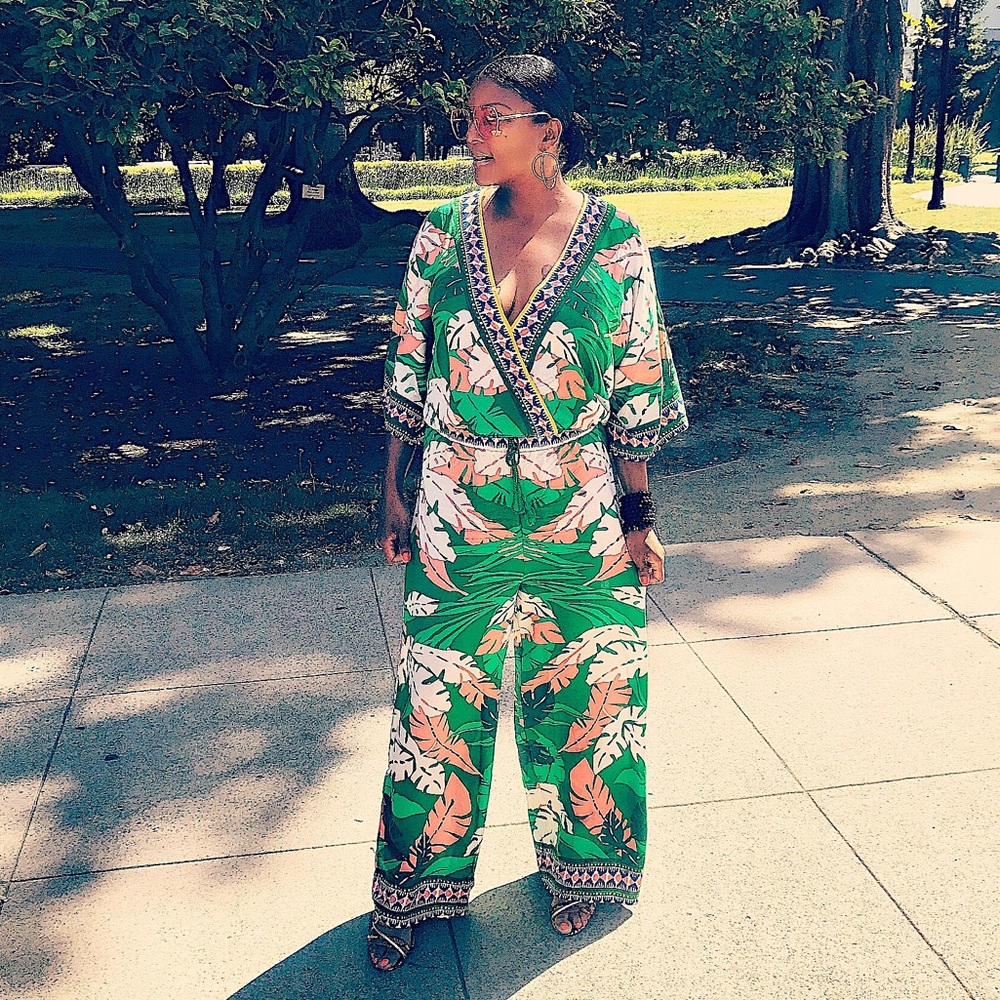 Palm Dreams Leaf Print Kimono Top